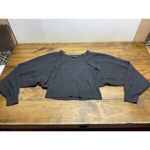 Naadam Wool Cashmere Fisherman Layered Sweater Stretch Charcoal Gray Black Sz XL